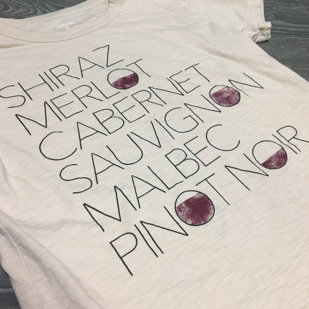 J. Crew Graphic Tee Red Wine T shirt Sz S